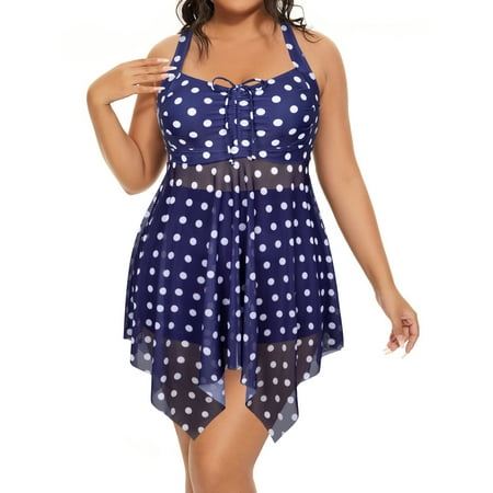 Chama Plus Size Tankini Swimsuits for Women Tummy Control Bathing Suit Boyshorts Swimdress
