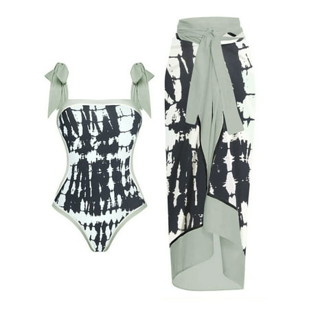 Jsaierl One Piece Bathing Suit for Women Plus Size 2 Piece Vintage Print Shapewear Swimwear Swimsuit with Chiffon Cover Up Wrap Long Skirts Set Jsaierl One Piece Bathing Suit for Women Plus Size 2 Piece Vintage Print Shapewear Swimwear Swimsuit with Chiffon Cover Up Wrap Long Skirts Set
