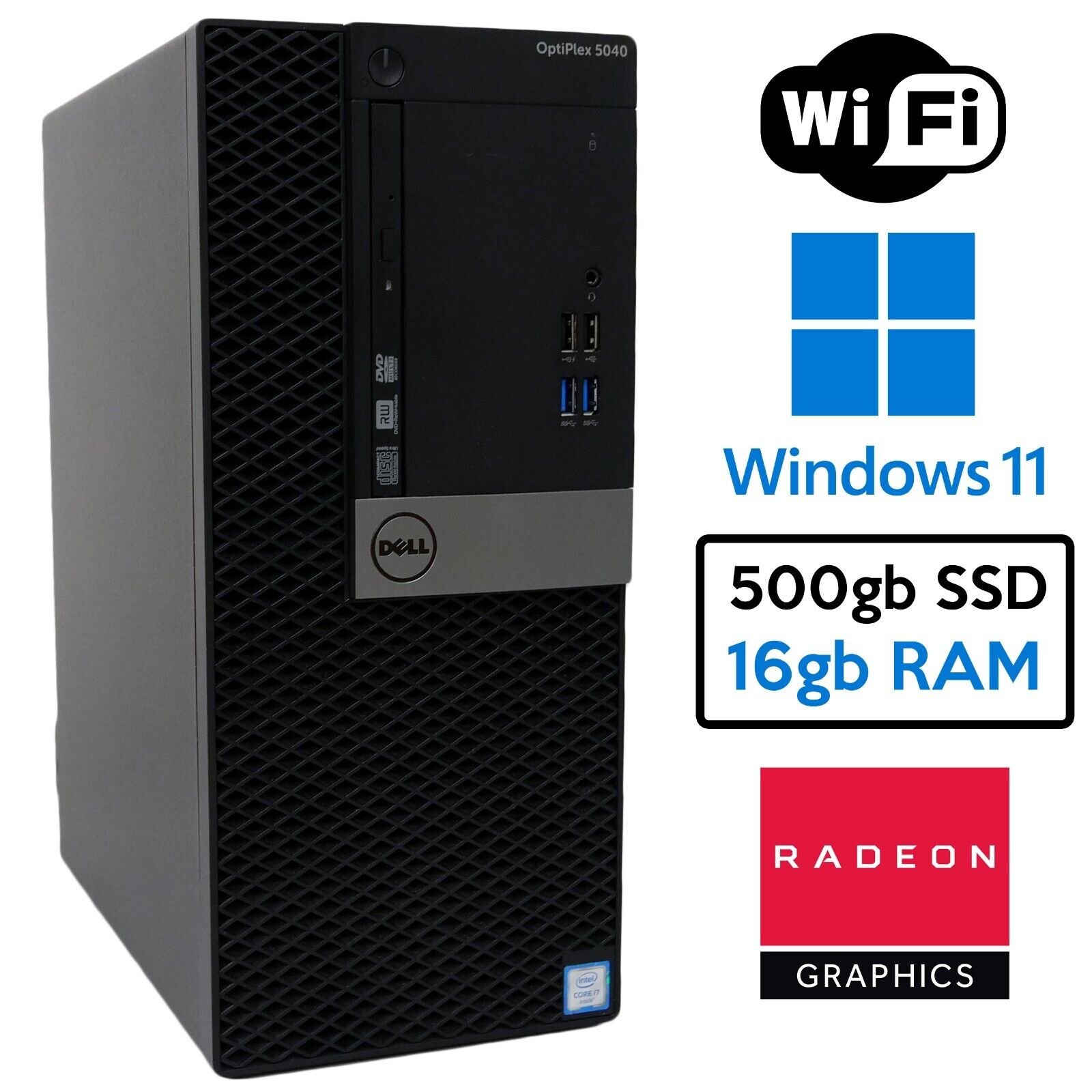 Dell i5-6500 Desktop Computer PC 500GB SSD 16GB AMD Radeon Windows 11 Dell i5-6500 Desktop Computer PC 500GB SSD 16GB AMD Radeon Windows 11