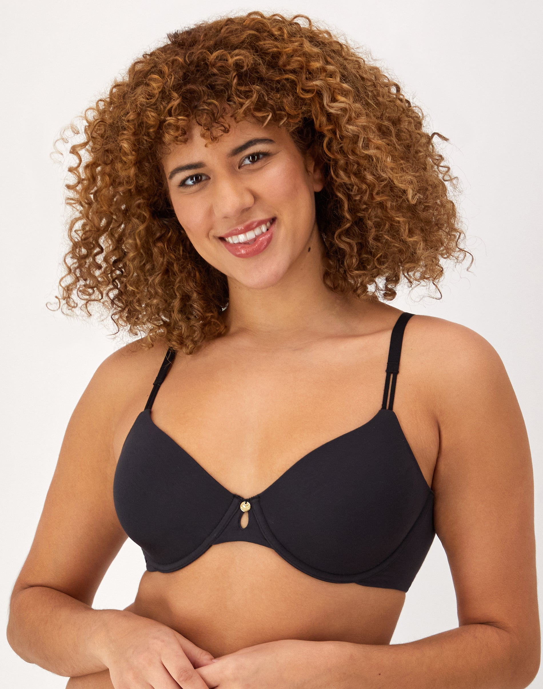 One Hanes Place Maidenform Everyday Luxe Full Coverage Underwire T-Shirt Bra Black 40C Women’s