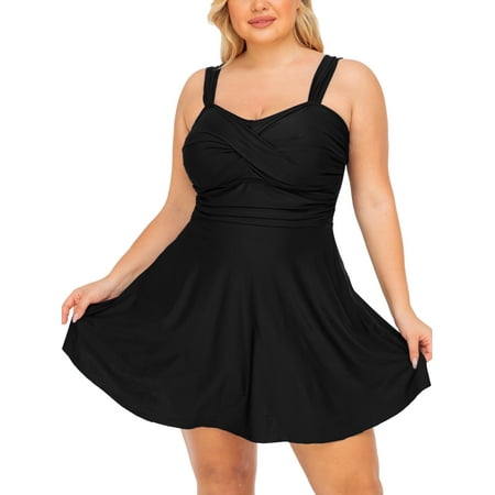 Summer Mae Plus Size Two Piece Swimsuits for Women Tankini Bathing Suits Flowy Swim Dress with Shorts