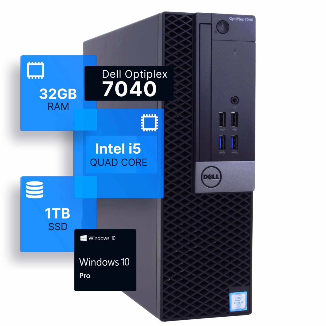 Dell Optiplex 7040 Intel Quad-Core i5 Desktop Computer  32GB 1TB SSD Windows