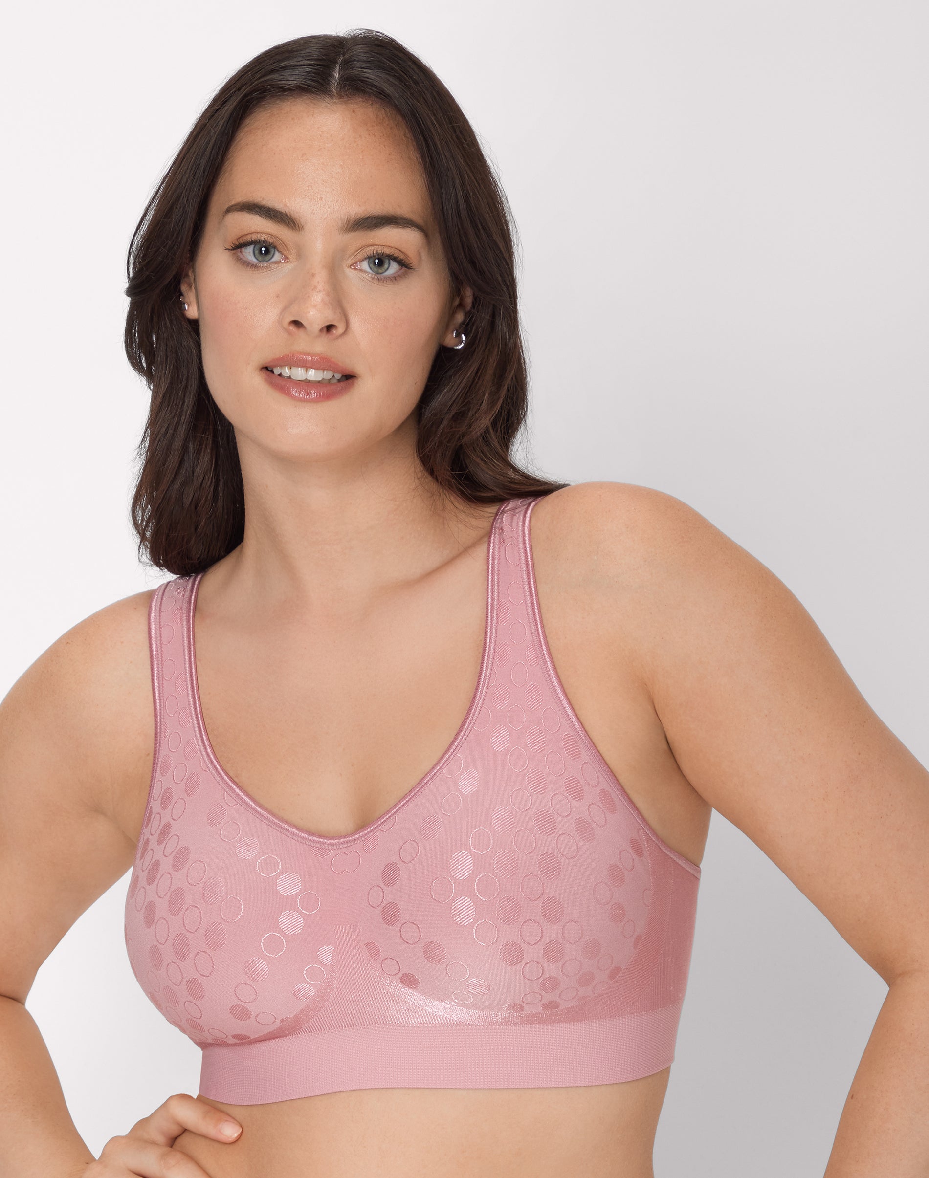 Bali Comfort Revolution ComfortFlex Fit Shaping Wireless Bra Rose Tea Dot 2XL Women’s