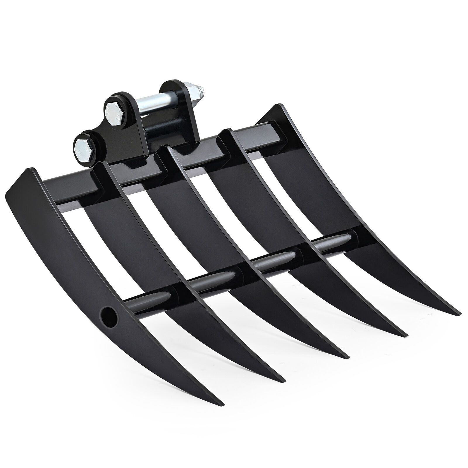 AHM Rake Attachment for Mini Excavators Diggers with Two Hinge Pins Black