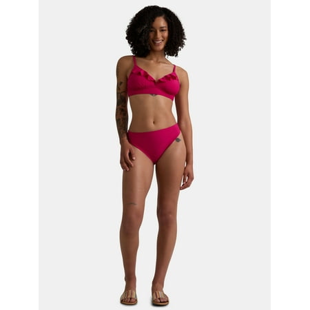 Time and Tru Women’s and Women’s Plus Ruffle Bikini Top, Sizes S-2X