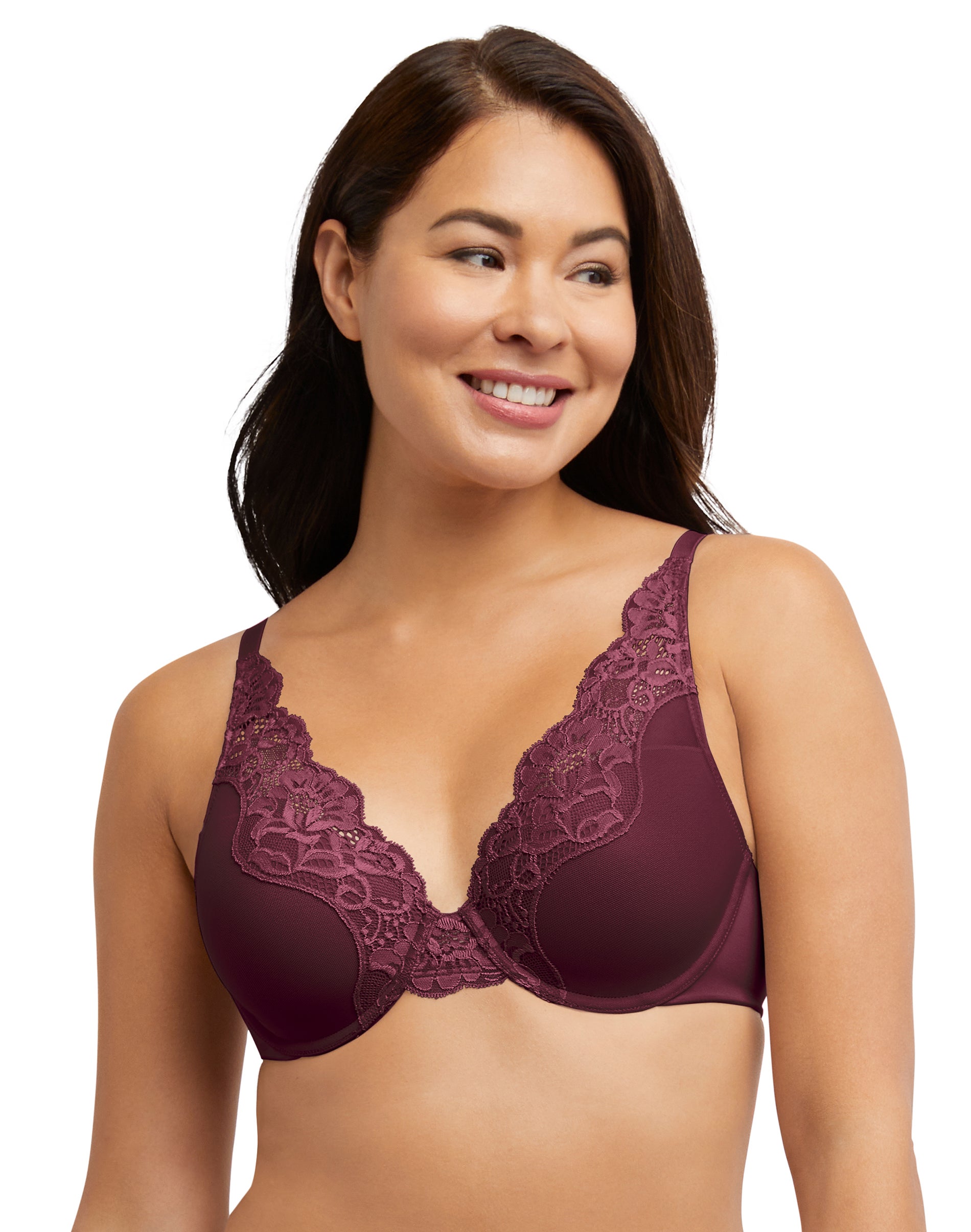 Bali One Smooth U Comfort Stretch Lace Underwire Bra Nightfire Red 38D Women’s
