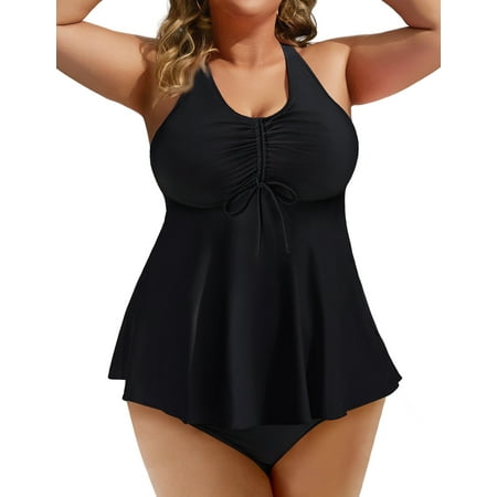 Rosvigor Plus Size Womens Tankini Swimsuits Two Piece Swimwear Women Flowy Tummy Control Bathing Suits