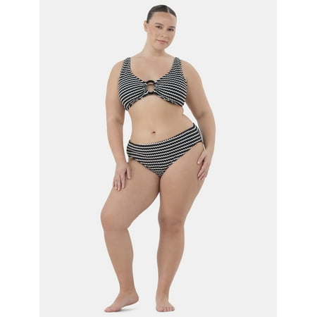 Time and Tru Women’s and Women’s Plus Striped Crochet Bikini Top, Sizes XS-3X