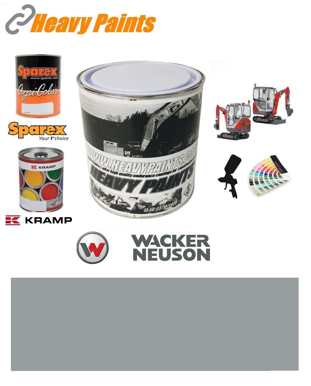 Wacker Neuson Cab Grey Digger Paint High Endurance Enamel Paint 1 Litre Tin