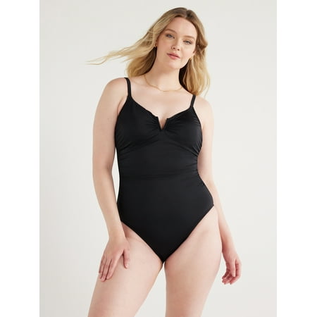 Time and Tru Women’s and Plus V Wire One Piece Swimsuit, Sizes XS-3X