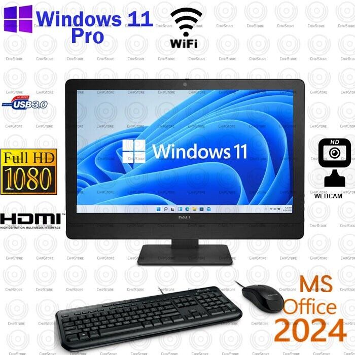 Dell OptiPlex AIO Core i7 23″ 16GB RAM 512GB SSD Windows 11 Pro Office 2024