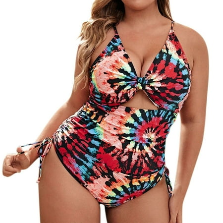 One Piece Swimsuit for Women Fashion Plus Size Printed Backless Swimmwear Bathing Suit