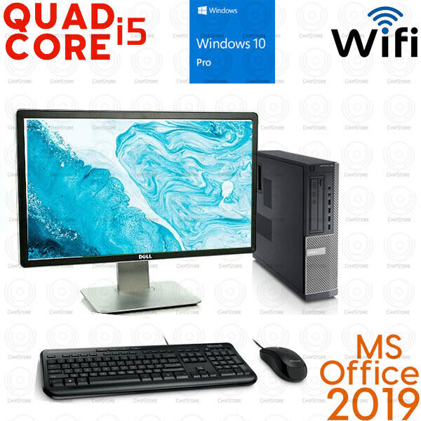 Dell Desktop Computer QUAD CORE i5 16GB RAM 2TB 512GB SSD PC 24″ LCD