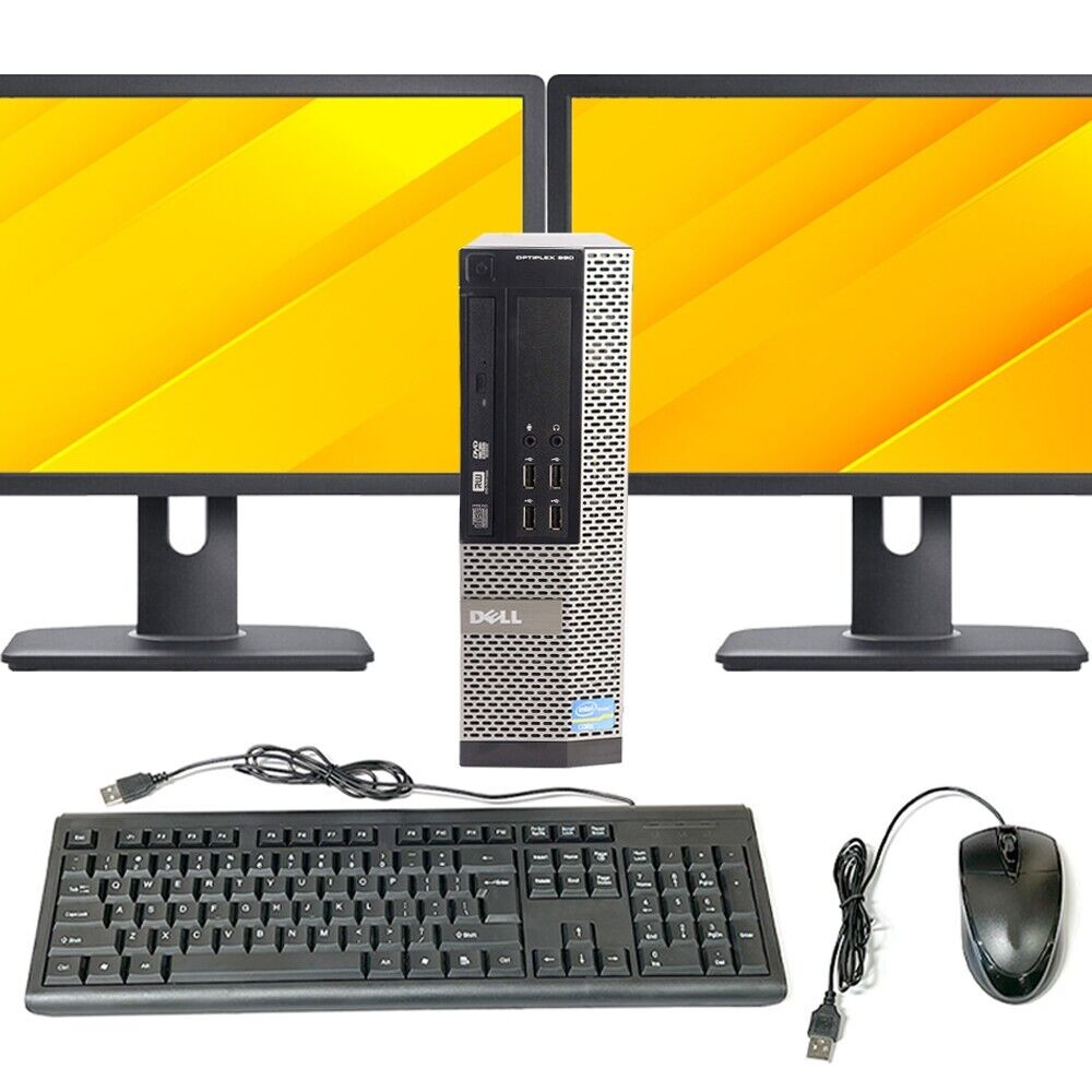 Dell Dual LCD Desktop Computer PC 8GB 1TB Dual 20″ Monitor Windows 10 Home Wi-Fi