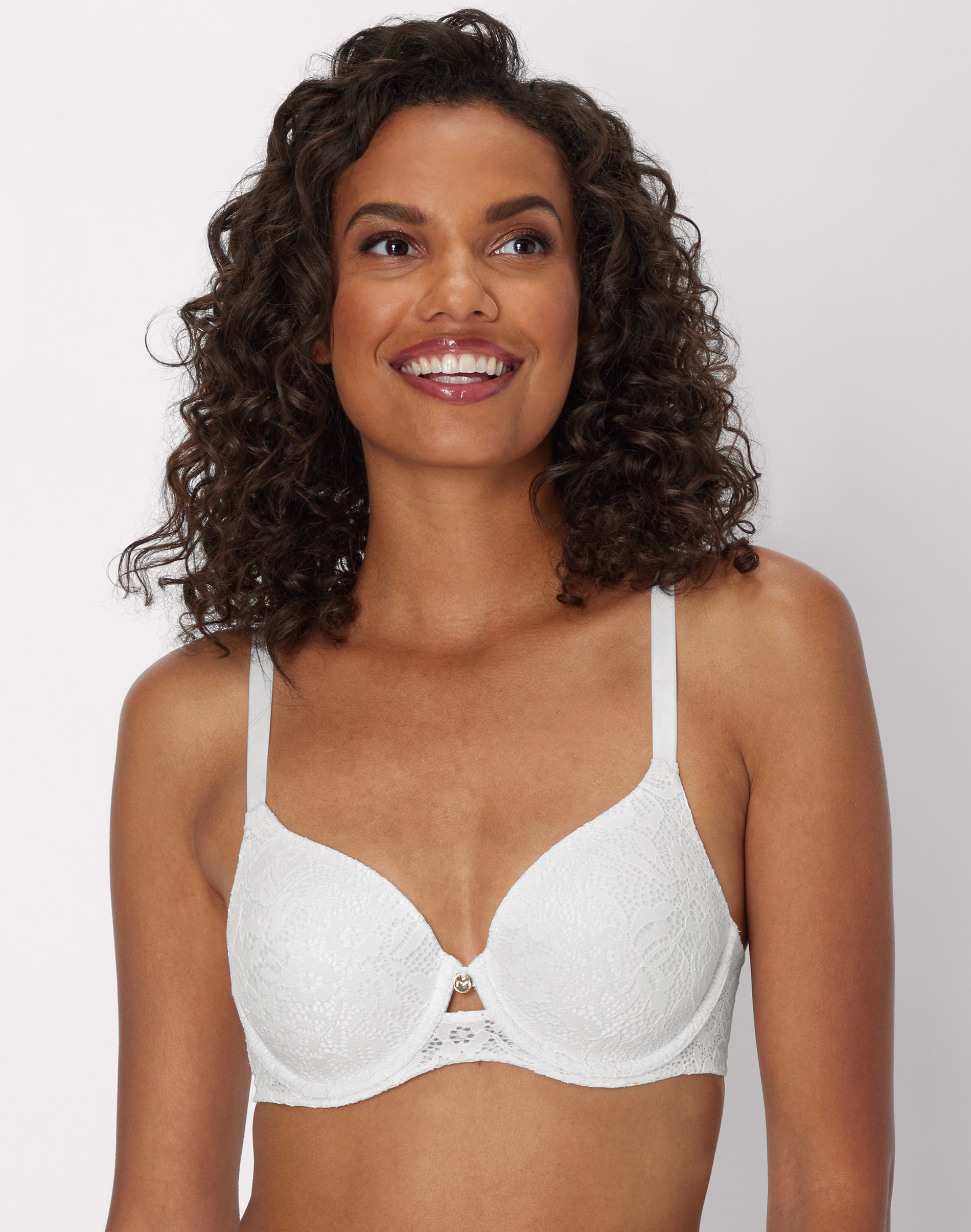 Maidenform One Fab Fit Custom Lift Underwire Bra White Lace 34B Women’s