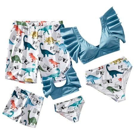 PatPat Women Swimsuits Two Piece High Waist V Neck Ruffled Bikini Family Matching Bathing Suit Set