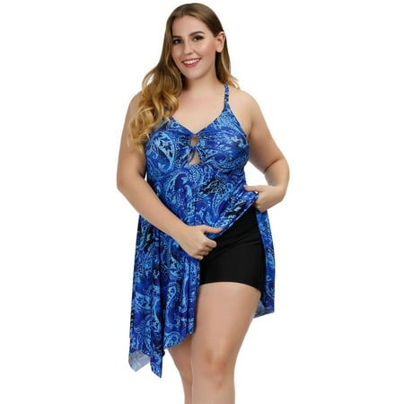 Plus Size Swimsuit for Women Tummy Control Swimdress Two Piece Swimwear Flowy Bathing Suits with Boyshorts Plus Size Swimsuit for Women Tummy Control Swimdress Two Piece Swimwear Flowy Bathing Suits with Boyshorts