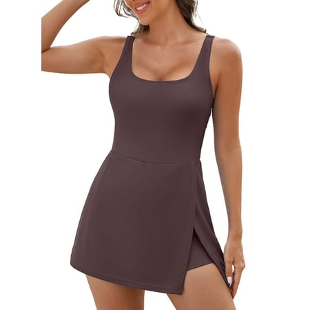 SHEWIN One Piece Swimdress Swimsuit for Women Tummy Control Split Swim Dress Skirt Bathing Suit with Pockets SHEWIN One Piece Swimdress Swimsuit for Women Tummy Control Split Swim Dress Skirt Bathing Suit with Pockets