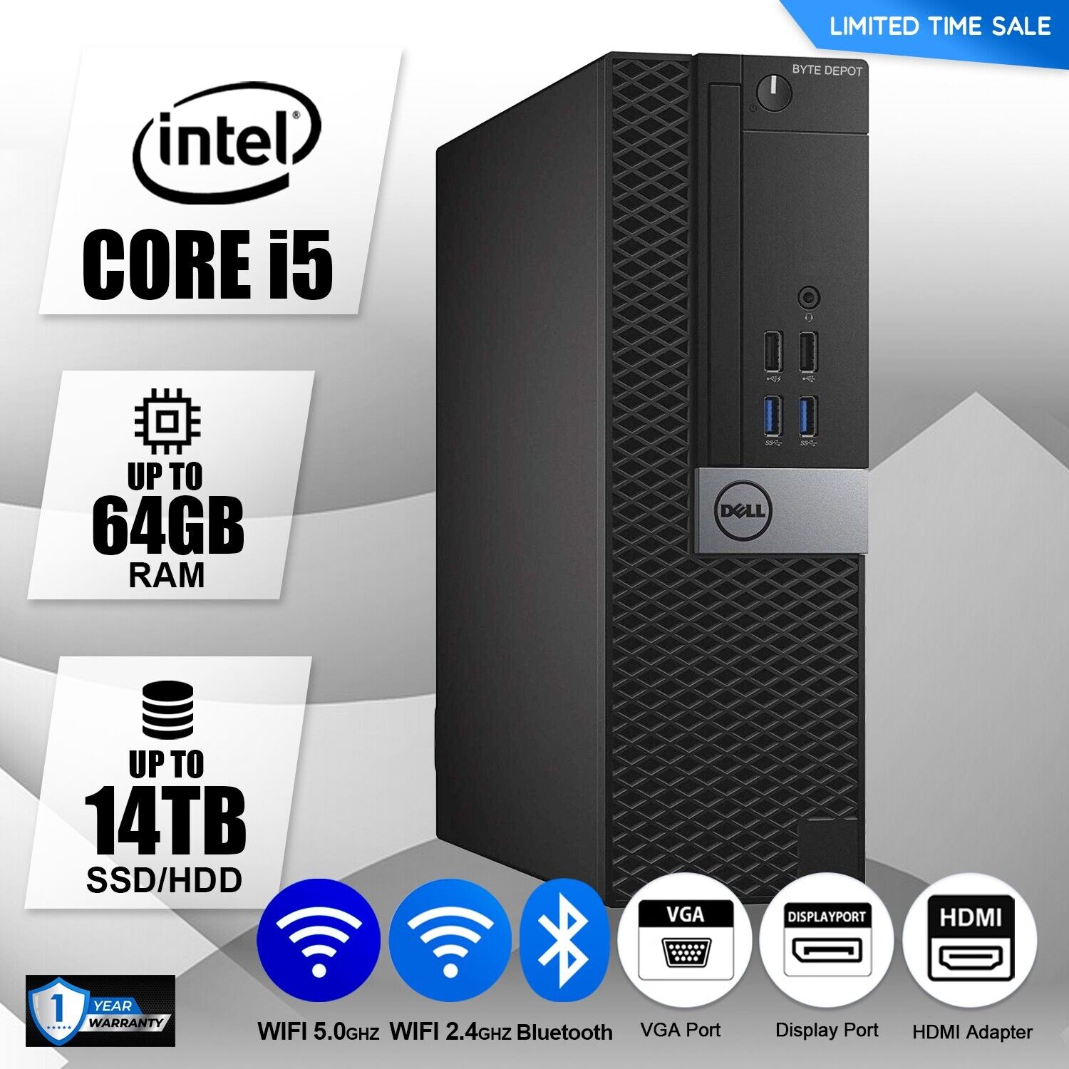 DELL Desktop Computer PC i5,up to 64GB RAM,15TB SSD,Windows 10/11, WIFI,DVD-ROM DELL Desktop Computer PC i5,up to 64GB RAM,15TB SSD,Windows 10/11, WIFI,DVD-ROM