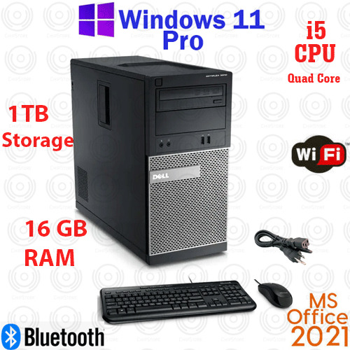Window 11 Dell OptiPlex 1TB Core i5 DVD 16GB RAM HDMI DP WiFi Desktop Computer