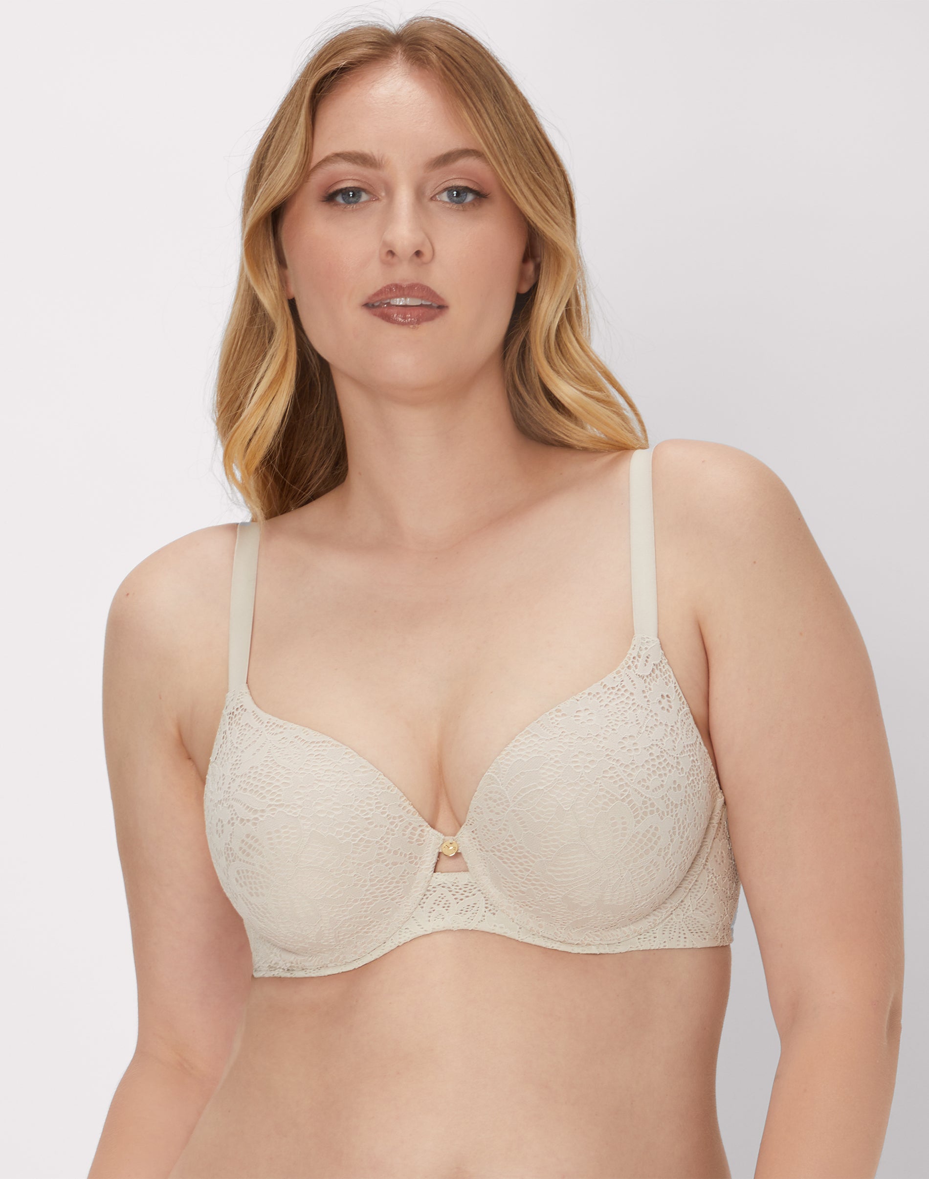 Maidenform One Fab Fit Custom Lift Underwire Bra Beige Bisque Lace 34D Women’s