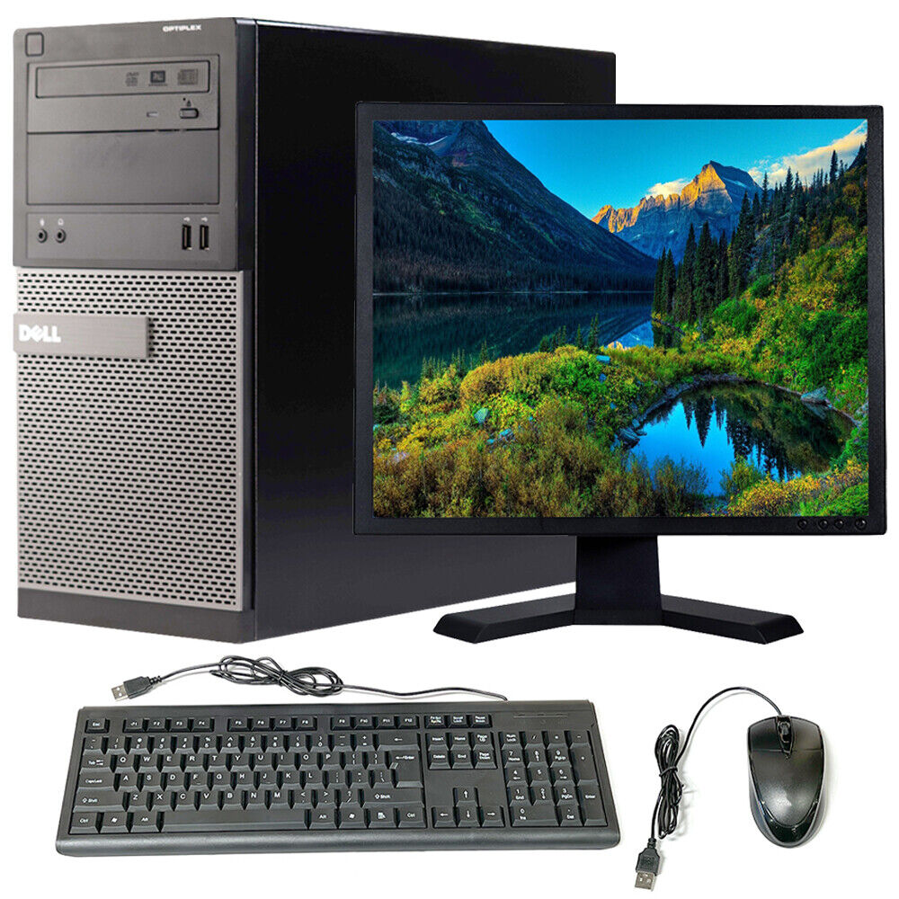 Dell i5 Desktop SSD 256GB 8GB RAM 19″ LCD Intel Computer Windows 10 Pro PC Wi-Fi