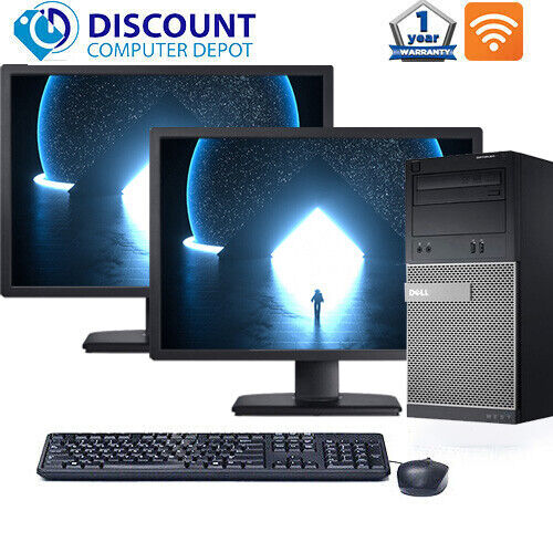 Dell Optiplex 3010 Win 10 Pro Desktop PC Computer i3 8GB 512GB SSD 2x 19″ LCD