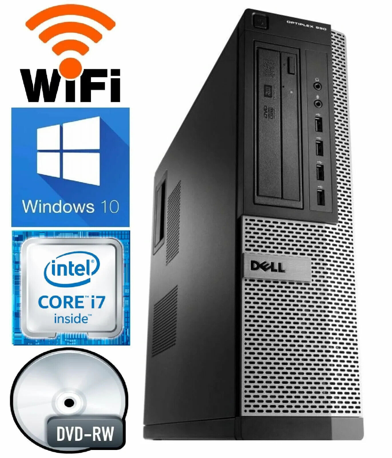 Dell OptiPlex 7010 Desktop Computer PC i7 16GB RAM 512GB SSD WiFi Windows 10 Pro