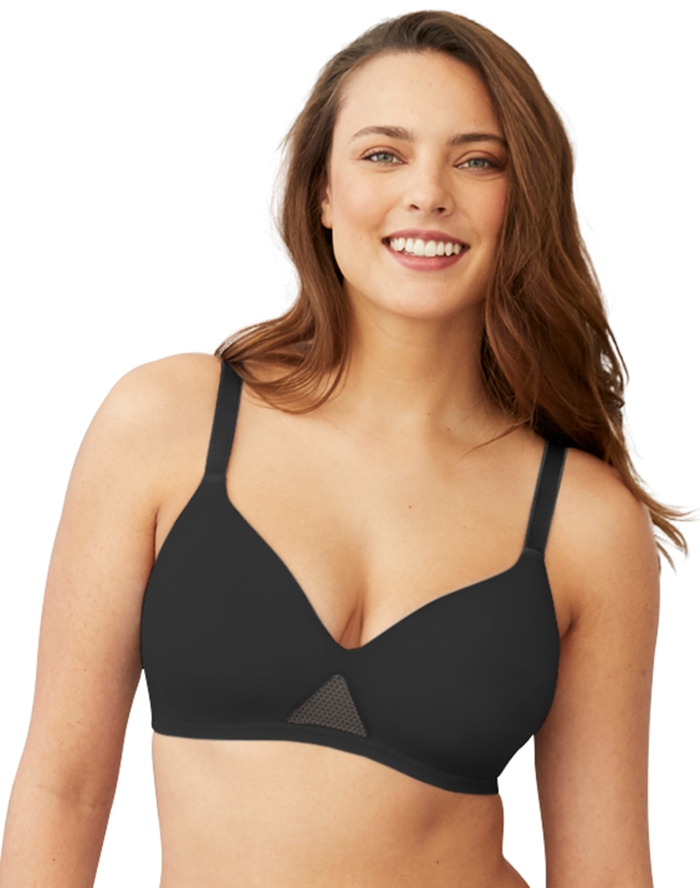 Hanes Oh So Light Women’s Wireless T-Shirt Bra, Comfort Flex Fit Black/Nude L