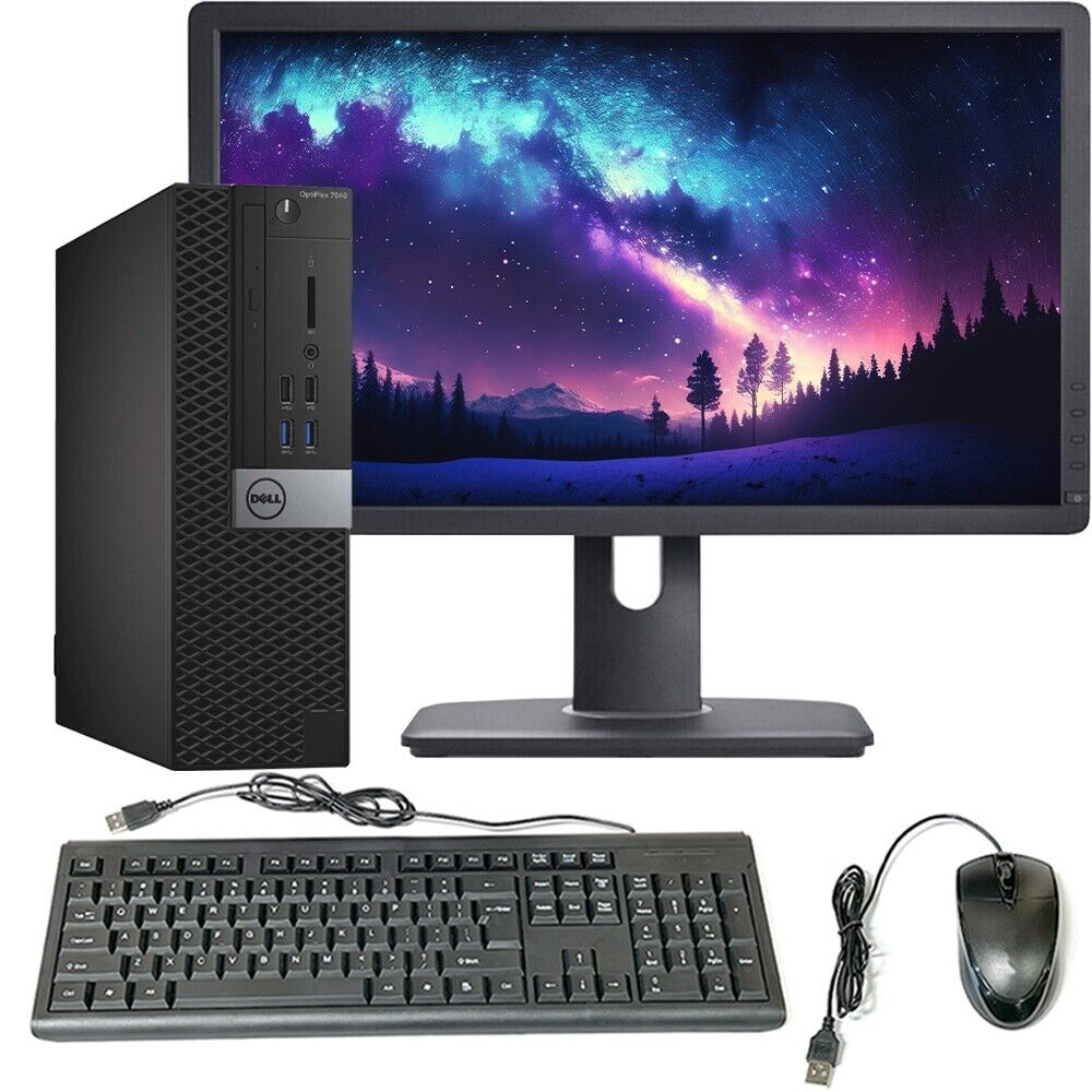 Dell PC Desktop Computer i5 8GB RAM 256GB SSD 22in LCD Windows 10 Wi-Fi DVD