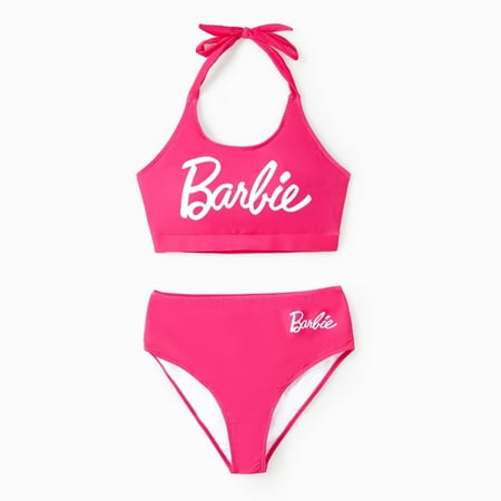 Barbie Womens Halter Swimsuits Roseo Letter Print Two Pieces Swimset Sizes XXL