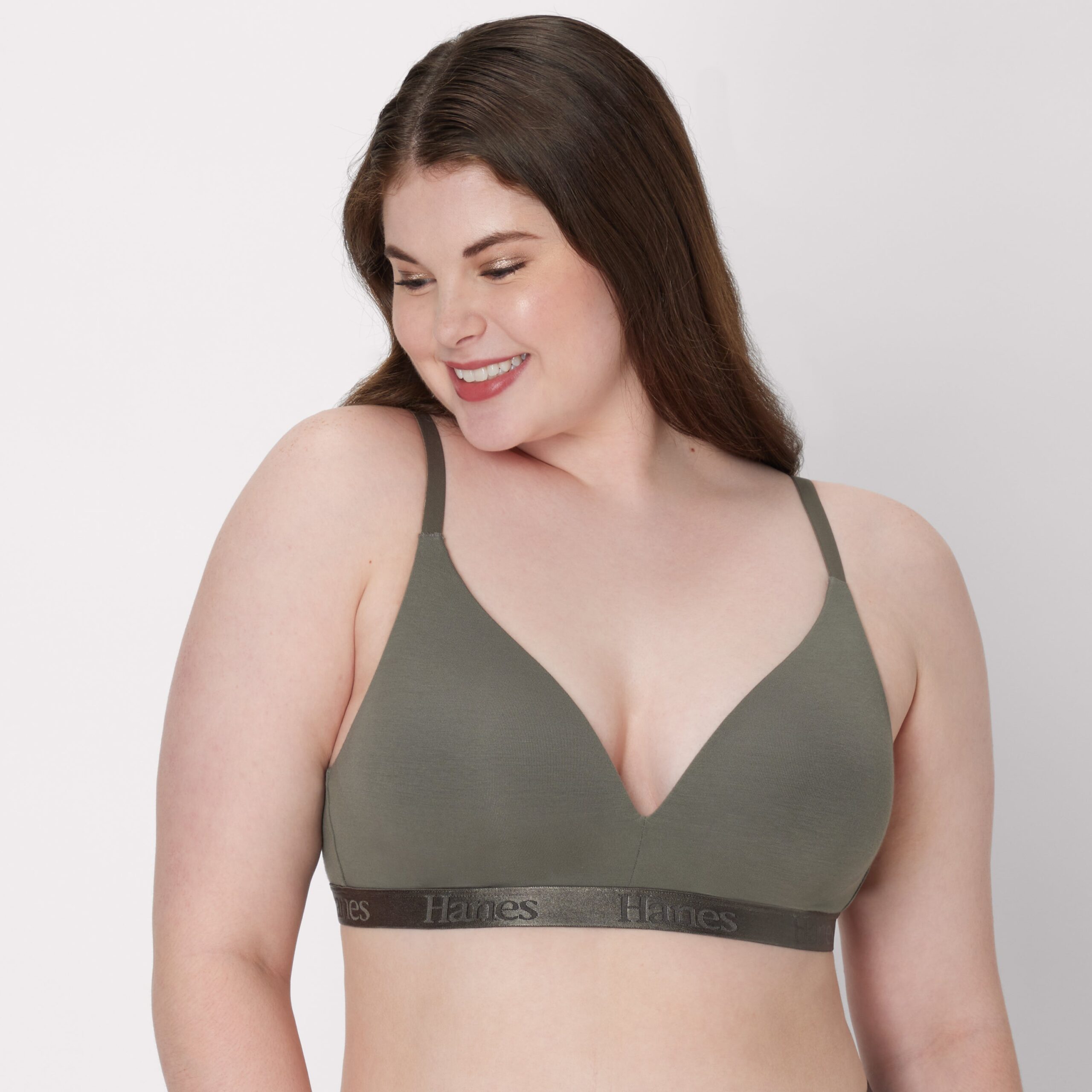 Hanes Originals Women’s SuperSoft Contour T-Shirt Bra Mountain Grey XL
