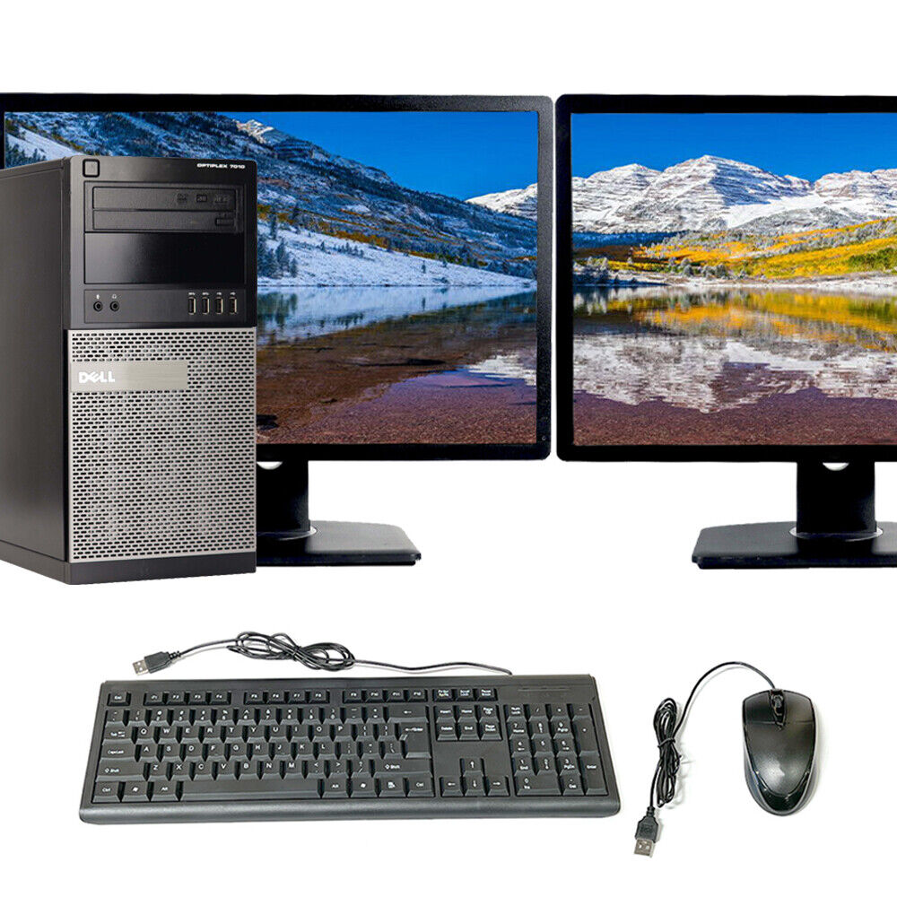 Dell Desktop Computer PC Tower Core i5 16GB 2TB HD/SSD 22″ LCD Windows 10
