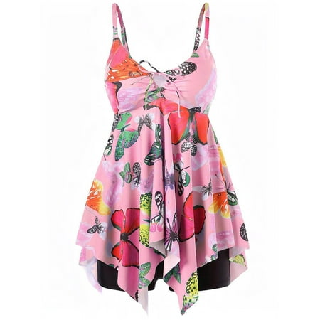 Gvmfive Women Plus Size Two Pieces Bathing Suit Gradient Print Tankini Top with Boyshorts Swimsuit Swimwear Gvmfive Women Plus Size Two Pieces Bathing Suit Gradient Print Tankini Top with Boyshorts Swimsuit Swimwear