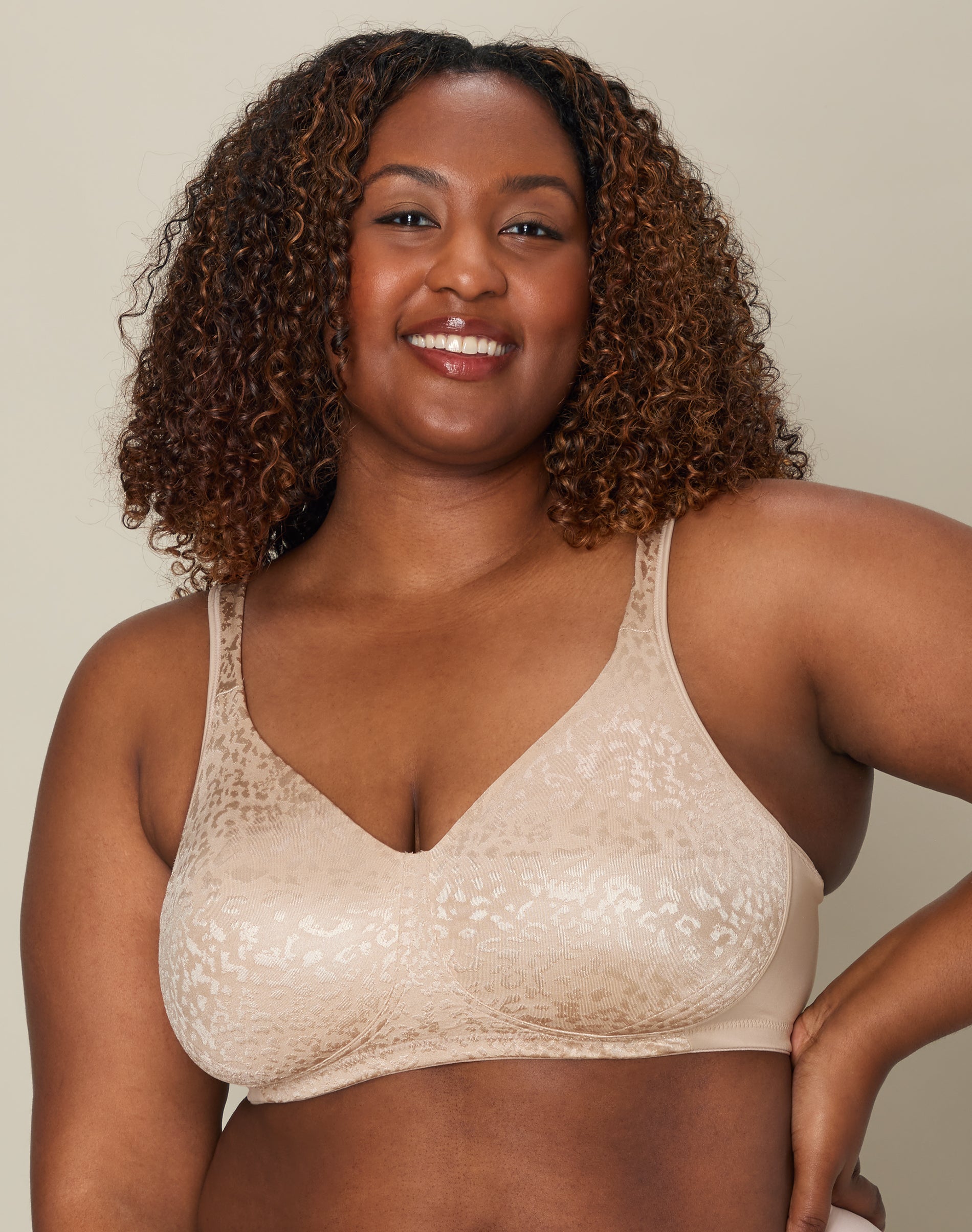 Playtex 18 Hour Ultimate Lift & Support Wireless Bra Almond Animal 36B Women’s