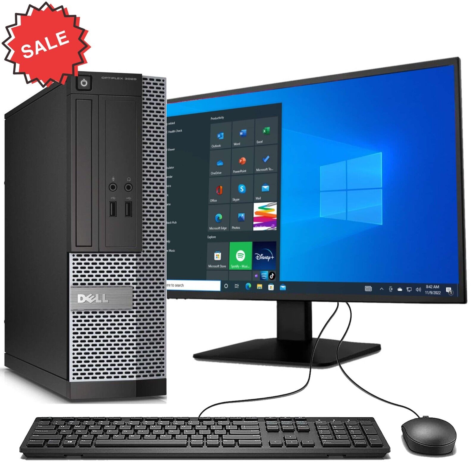 Dell OptiPlex Desktop PC: Intel i3, 16GB RAM, 250GB SSD, 22″ Monitor, Windows 10