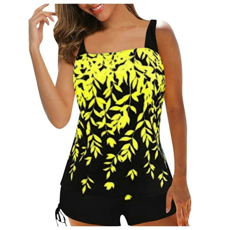 JBEELATE Plus Size Swimsuits for Women 2pcs Bathing Suits Tankini Swim Dress with Low Waist Shorts