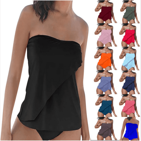 Fanxing Women Tankini Two Pieces Swimsuit Push Up Tummy Control Two Pieces Tummy Control Bathing Suits Swimwear Tankini Tops & Bottoms Navy,XXL