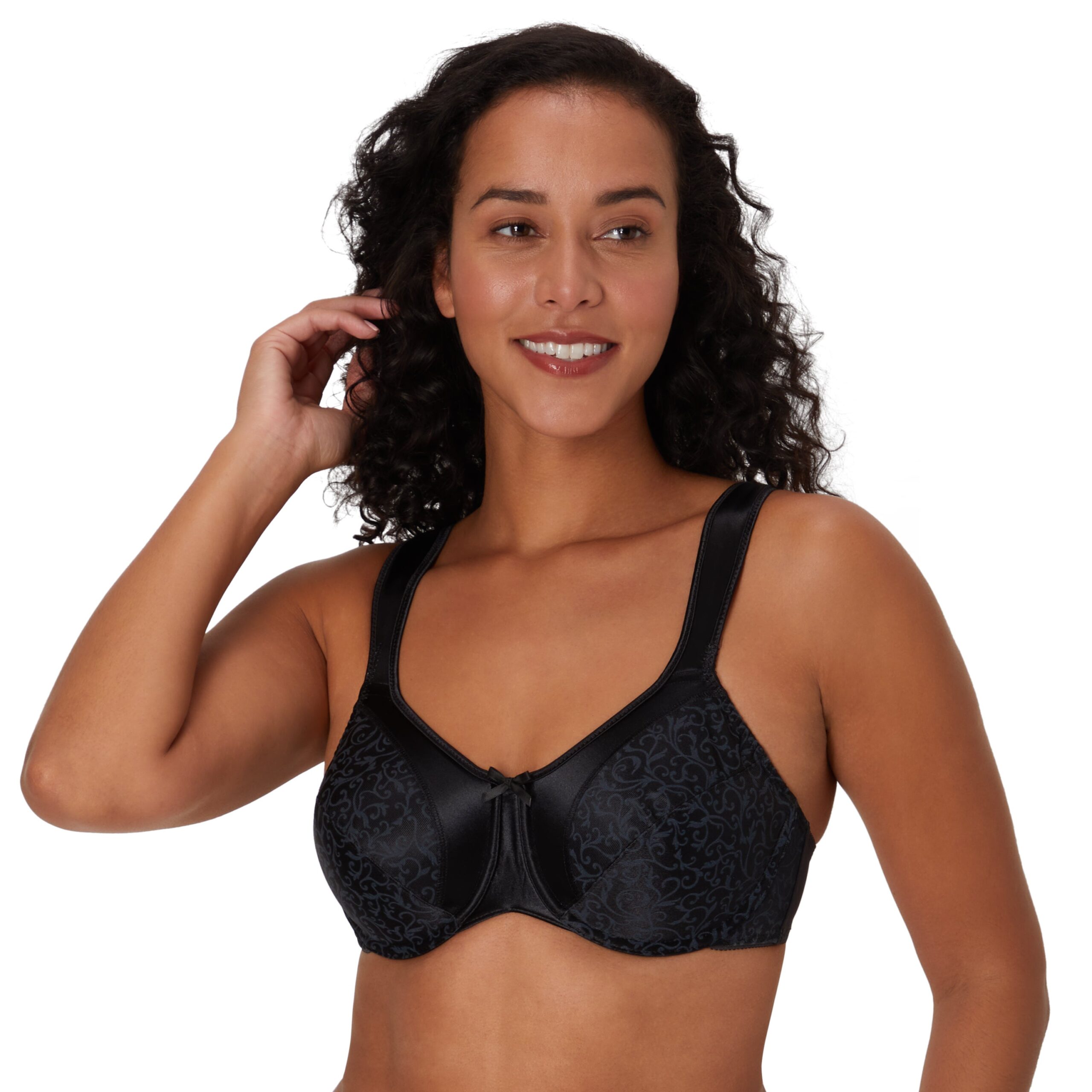 Bali Satin Tracings Underwire Minimizer Bra Black 42DDD Women’s