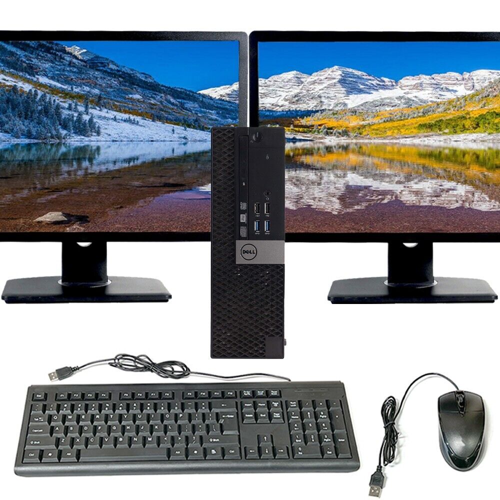 Dell Dual Monitor Computer Intel i5 8GB 256GB SSD Dual 22″ LCD Windows 10 Pro PC