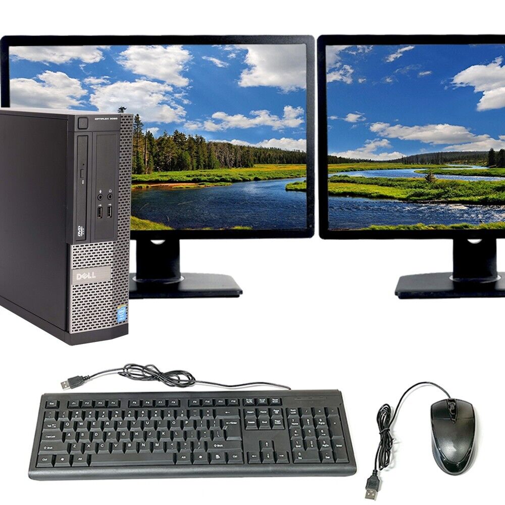 Dell Desktop 16GB RAM 256GB SSD Computer Dual 19in LCD Windows 10 Pro PC Wi-Fi