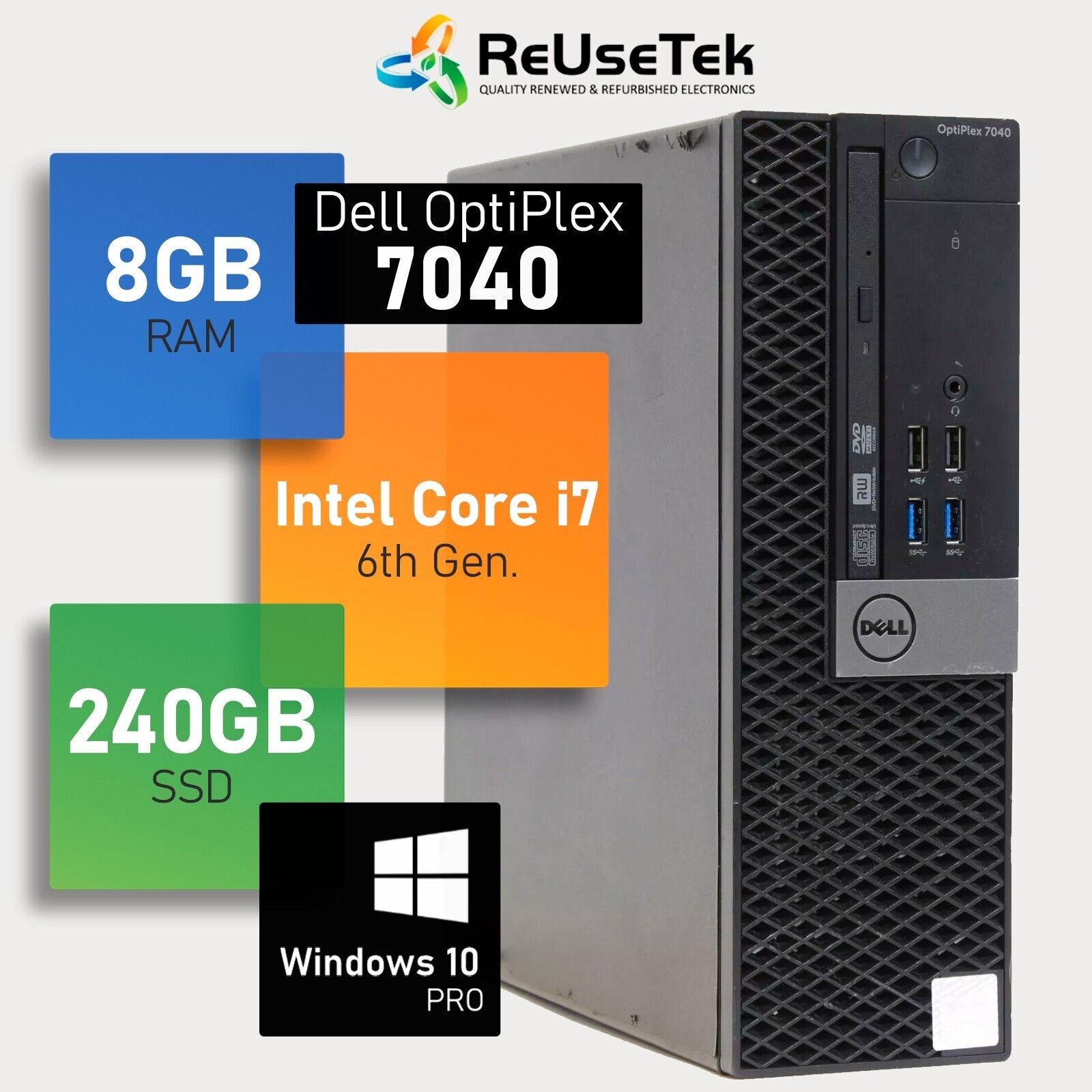 Dell OptiPlex 7040 SFF Intel i7-6700 3.40GHz 8GB RAM 240GB SSD HDMI DisplayPort