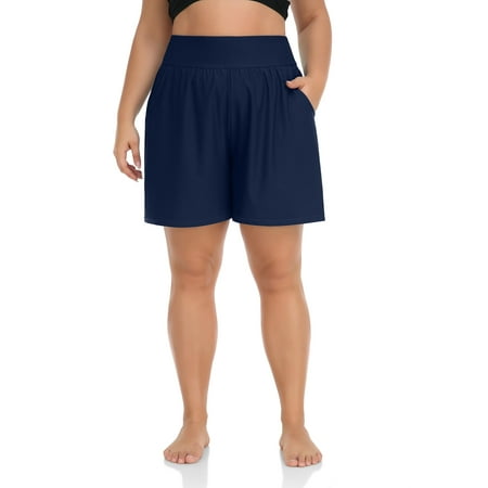 Charmo Plus Size Swim Shorts for Women High Waisted Board Shorts Tankini Swimsuit Bottom with Pockets