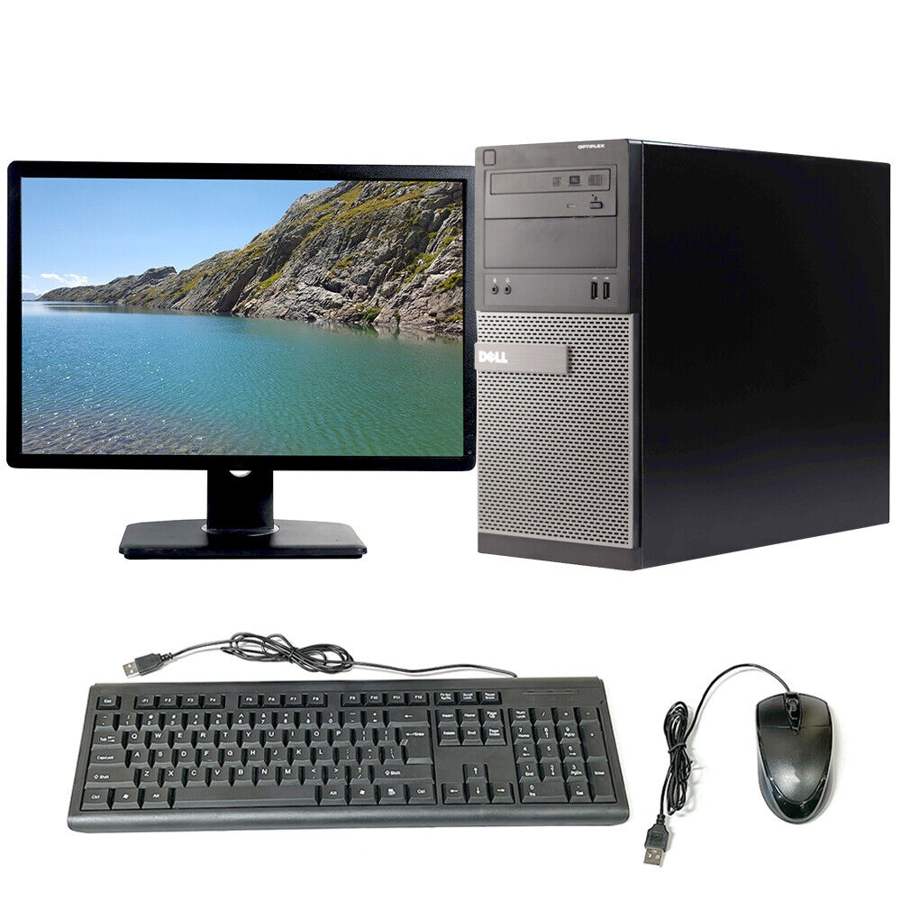 Dell i3 Desktop Computer Tower PC 8GB RAM 500GB HD 22″ Monitor Windows 10 Wi-Fi
