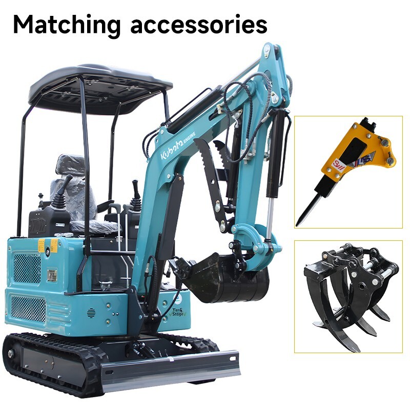 Free Shipping Mini Excavator KUBOTA Hydraulic Thumb 11.5HP+Matching Accessiories