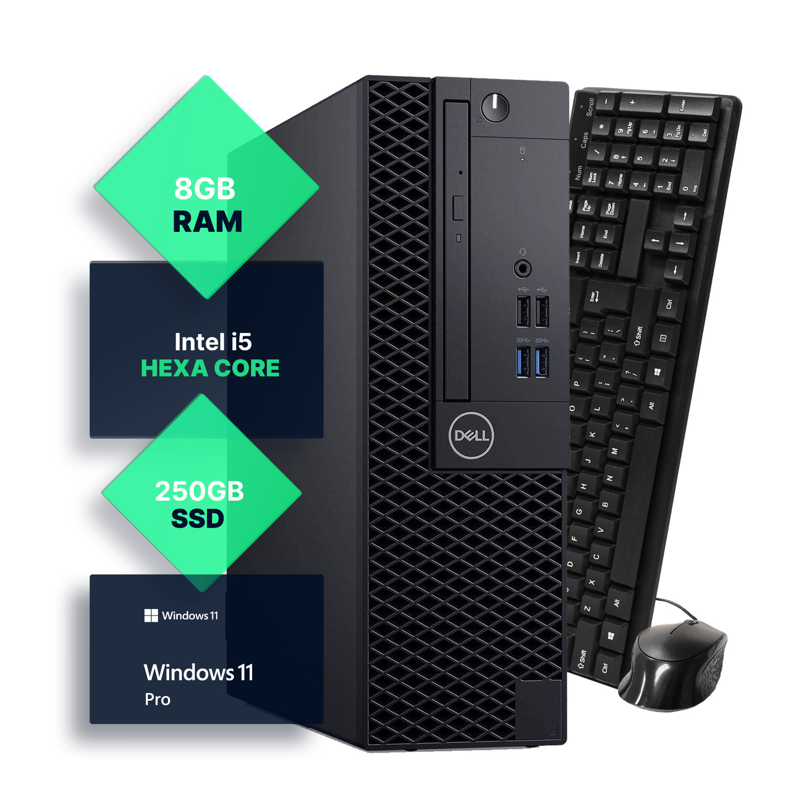 Dell Desktop Computer PC Intel i5 8th Gen 8GB RAM 256GB SSD Windows 11 Pro