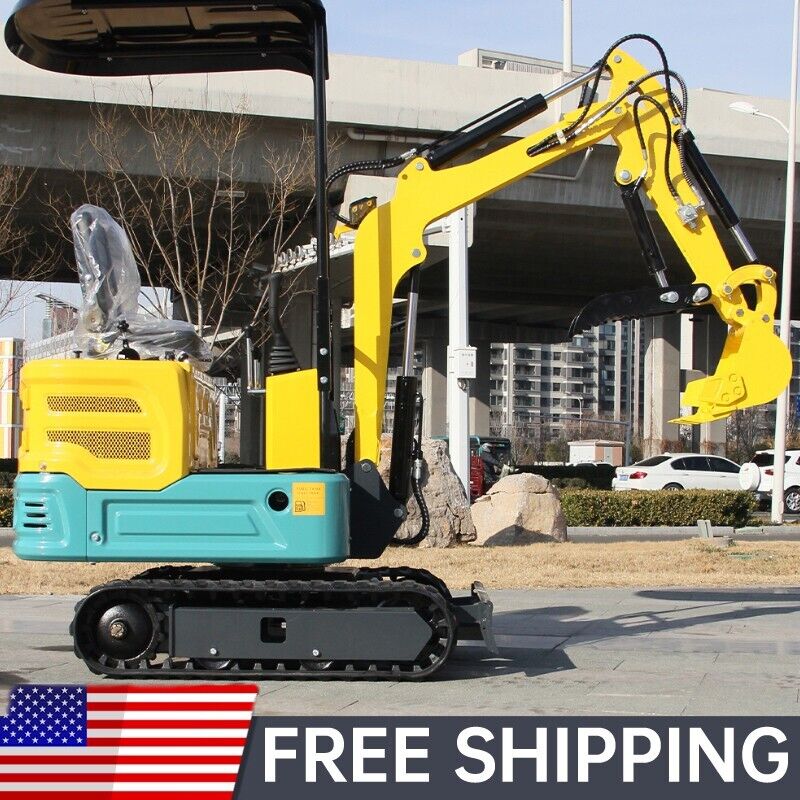 Free Ship 1 Ton  13.5hp Mini Hydraulic Excavator Hydraulic Thumb Gas W/Canopy
