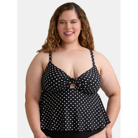 Time and Tru Women’s and Women’s Plus Tie Knot Tankini Top, Sizes XS-3X