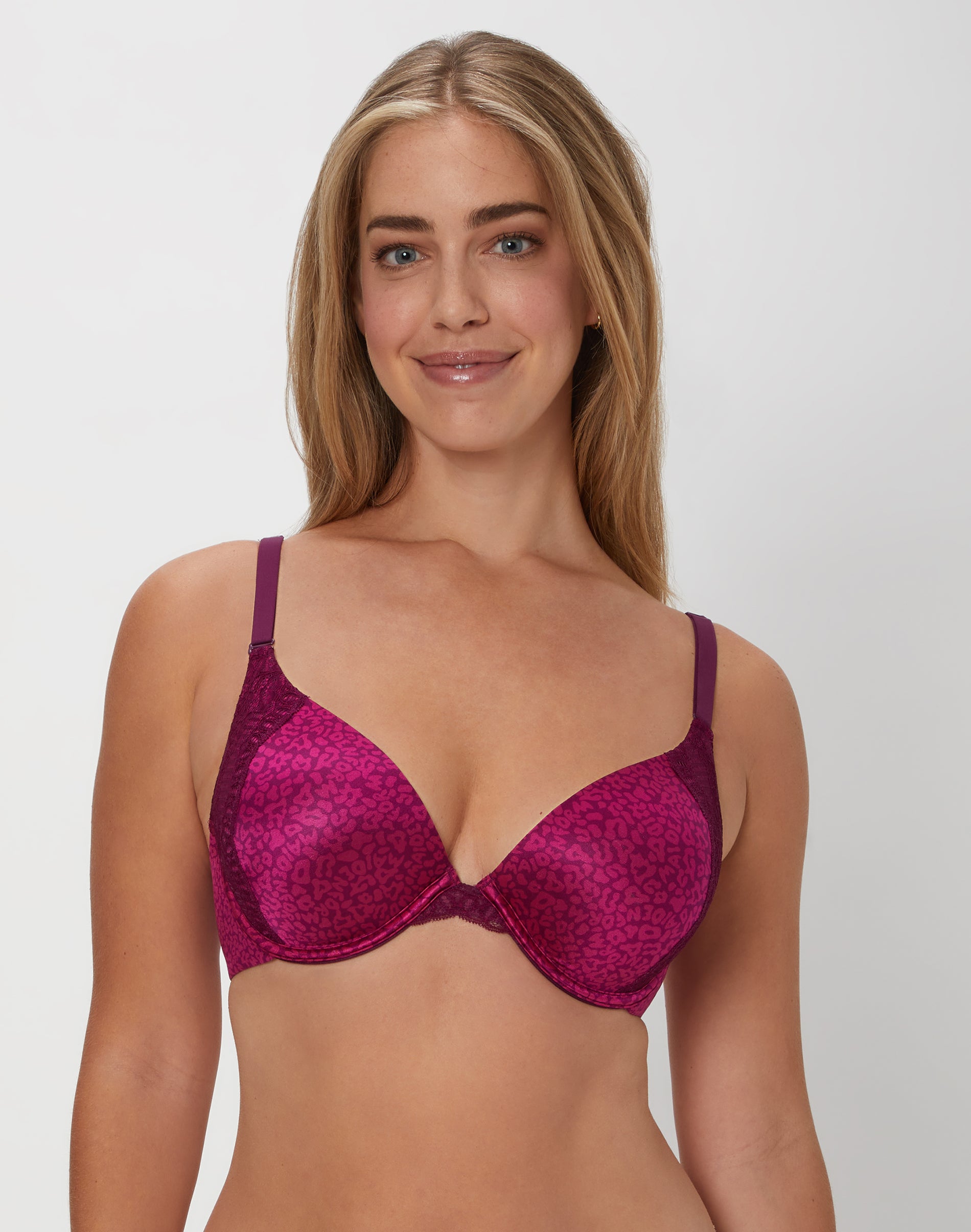 Maidenform Natural Boost Demi T-Shirt Underwire Bra Autumn Orchid Spotted Animal 36C Women’s