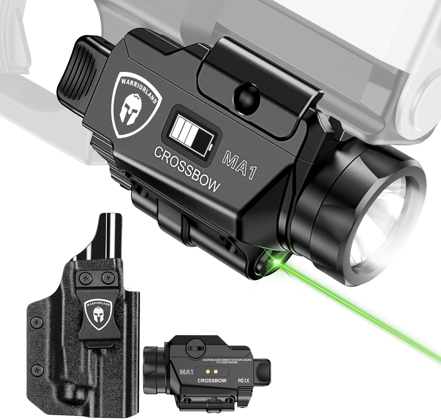 Universal Light Laser with Glock 17/19 KYDEX Holster,White LED&Green Laser Light